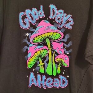 Graphic Tee with Colorful Mushroom Design